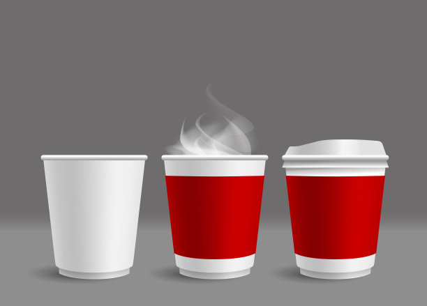 热咖啡杯与烟雾灰色背景矢量插图图片下载