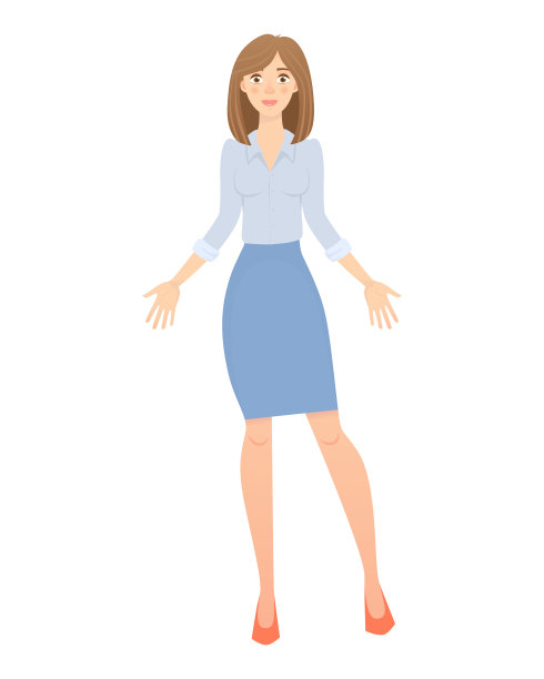 隔离的商务女人。商务女孩矢量图例素材图片