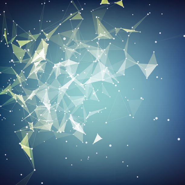 摘要矢量网格背景。在空间中飞行的混沌连接点和多边形。飞扬的瓦砾残片。未来技术风格卡。线、点、圆、面。未来的设计。图片下载