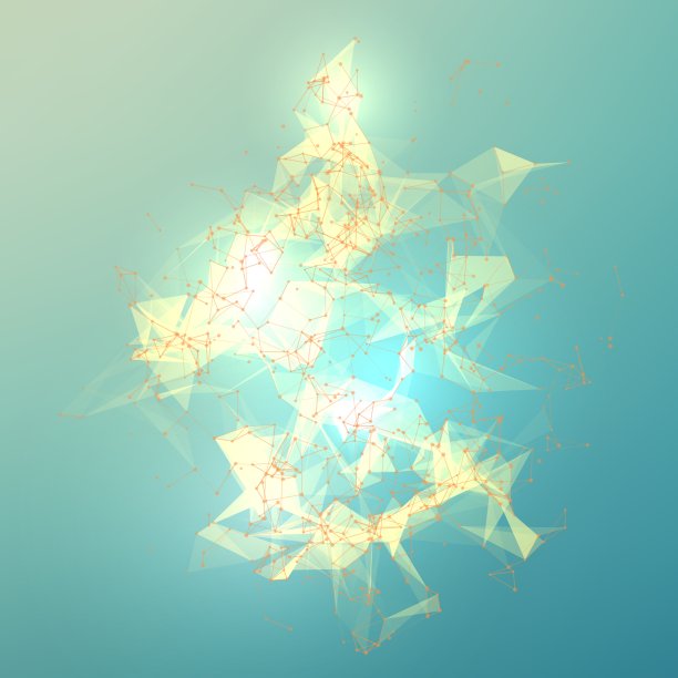 摘要矢量网格背景。在空间中飞行的混沌连接点和多边形。飞扬的瓦砾残片。未来技术风格卡。线、点、圆、面。未来的设计。图片下载