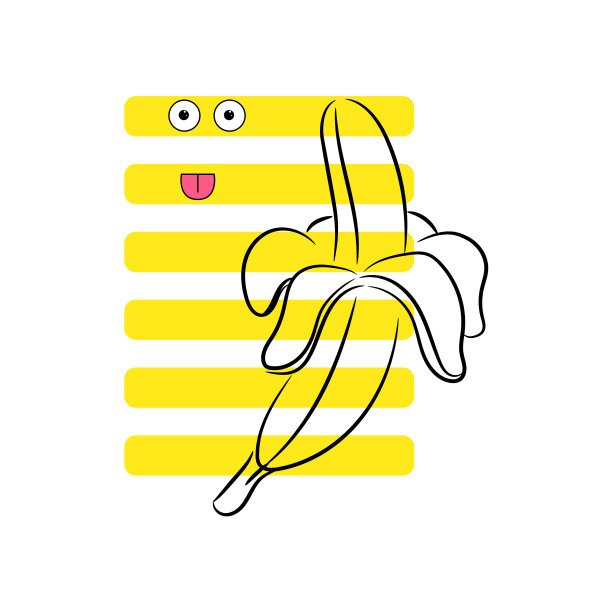 香蕉黄色条纹t恤设计搞笑向量图片下载