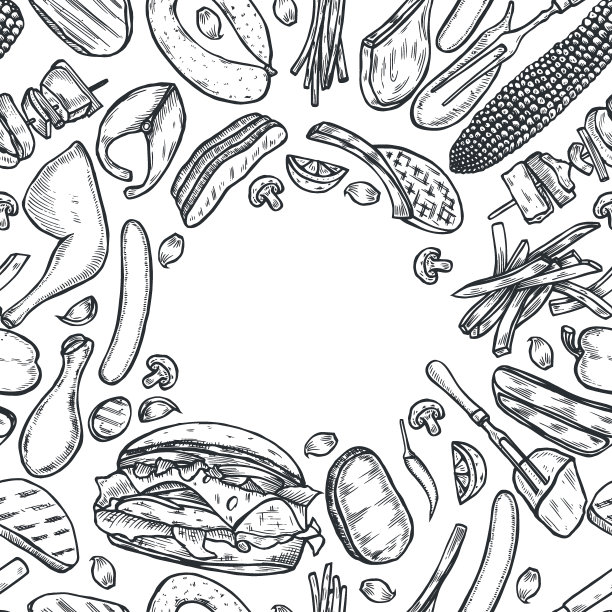 烧烤菜单设计模板。图片下载