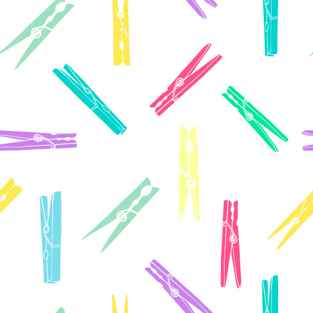 彩色的旧木制晾衣夹。向量无缝模式。图片下载