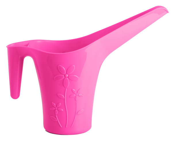 粉红色的浇水罐孤立在白色的背景图片下载