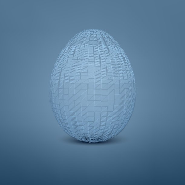 摘要向量蛋。3 d网格对象。未来主义风格的名片。三维空间中的线，点，平面。图片下载