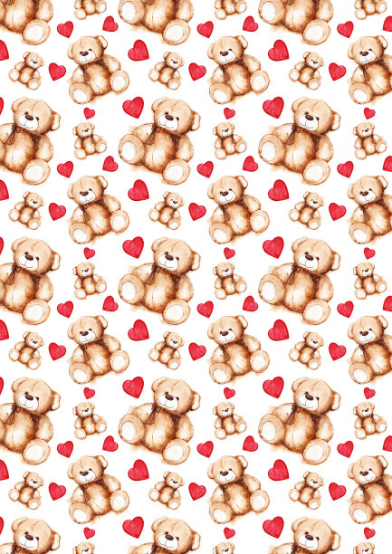 卡通泰迪熊情人节背景图案图片下载