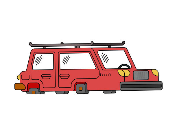 轮胎没气的汽车。汽车无法行驶。矢量图图片下载