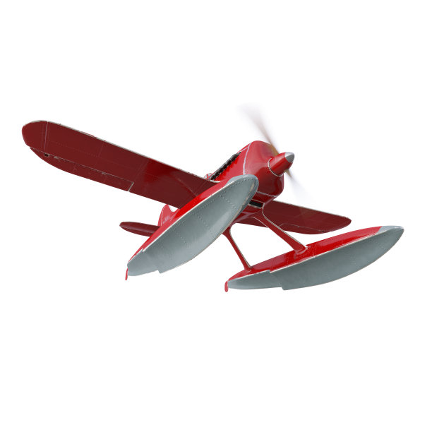 红色的水上飞机。三维渲染图片下载