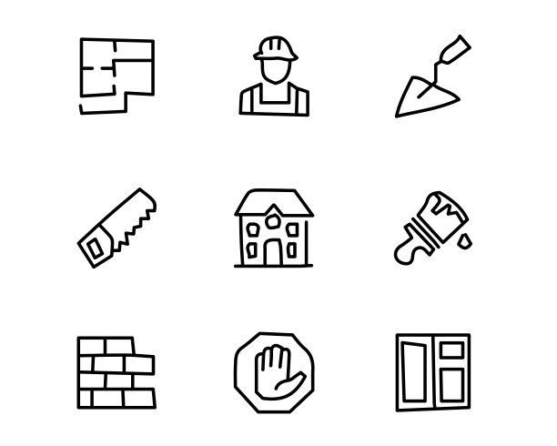 施工图手绘图标集设计说明，手绘风格设计图片下载