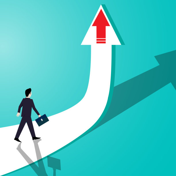 商人走在通往成功的箭头路上图片下载
