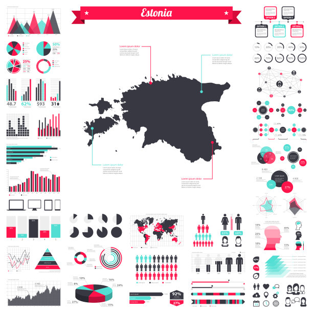 爱沙尼亚地图与信息图表元素-大创意图形集图片下载
