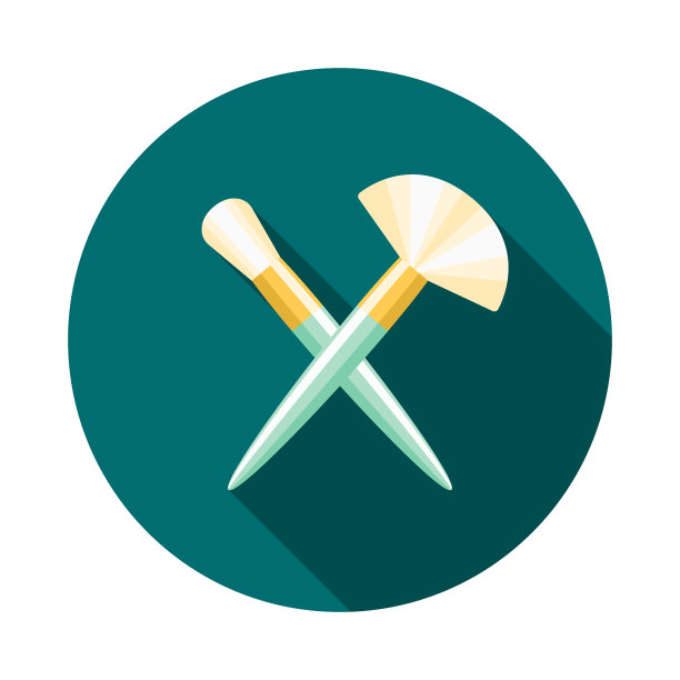 化妆刷平设计美丽图标与侧阴影图片下载