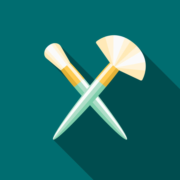 化妆刷扁平设计美妆图标（带侧影）图片下载