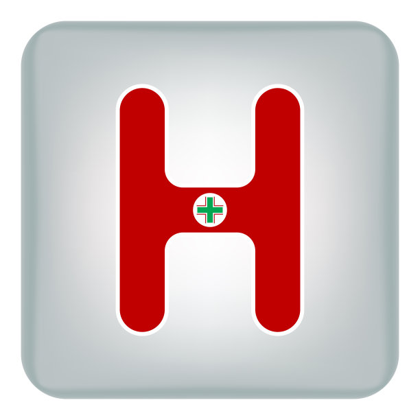 矢量图像图标与字母H红色。帮助图标图片下载