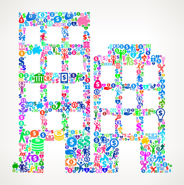 两个建筑金钱矢量图标模式图片下载