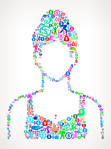 女人面对金钱矢量图标模式图片下载