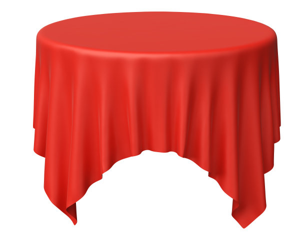 一块有角的红色圆台布图片下载