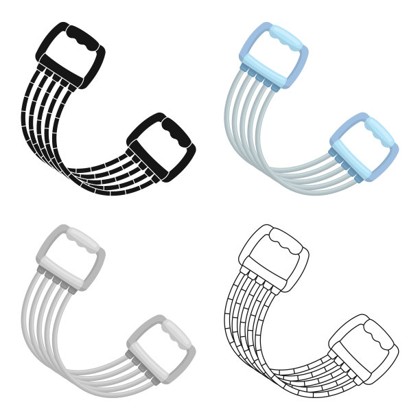 弹簧机构上的手模拟器。健身房和锻炼在卡通风格矢量符号股票插图单一图标。图片下载