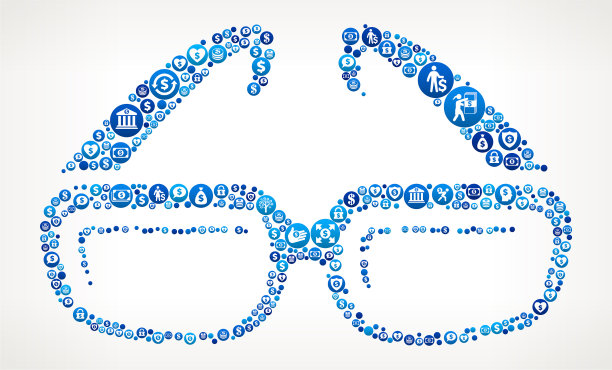 人眼睛眼镜钱蓝色图标图案背景图片下载