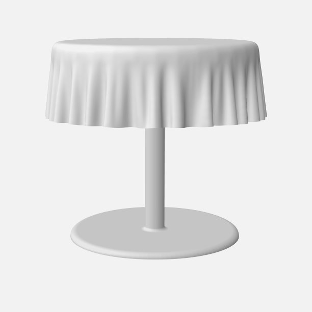 孤立的空白圆桌与桌布在白色的颜色设计图片下载