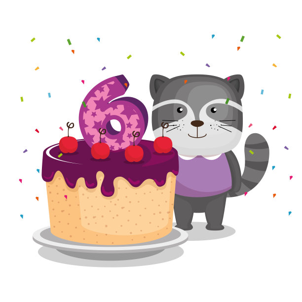 6号蜡烛的生日卡片图片下载