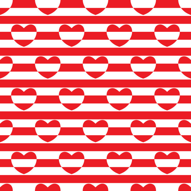 条纹无缝图案与心素材图片