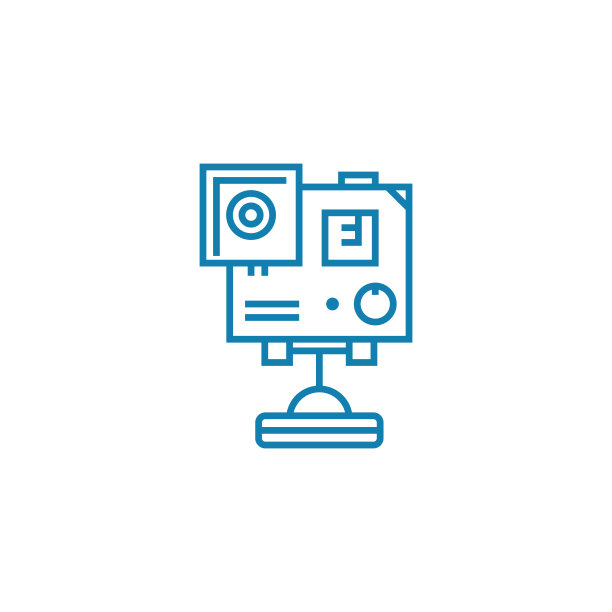 电视摄像机线性图标概念。电视摄像机线矢量标志、符号、插图。图片下载