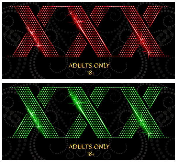 XXX发光文本在黑暗的背景。只有成年人。图片下载