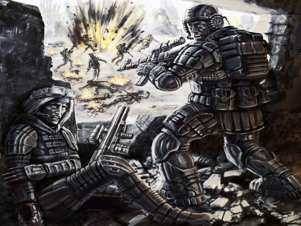 士兵转向受伤的狙击手图片下载