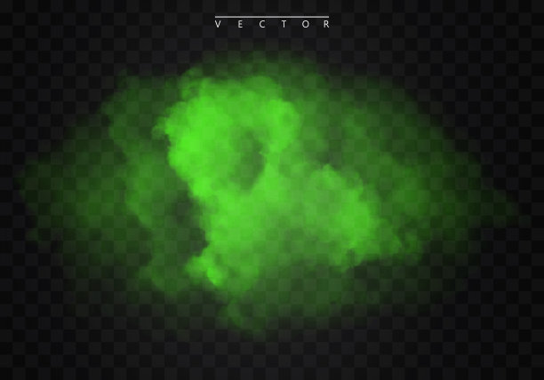 绿雾或烟色隔离透明特效。白色矢量云雾，雾霾背景。插图图片下载