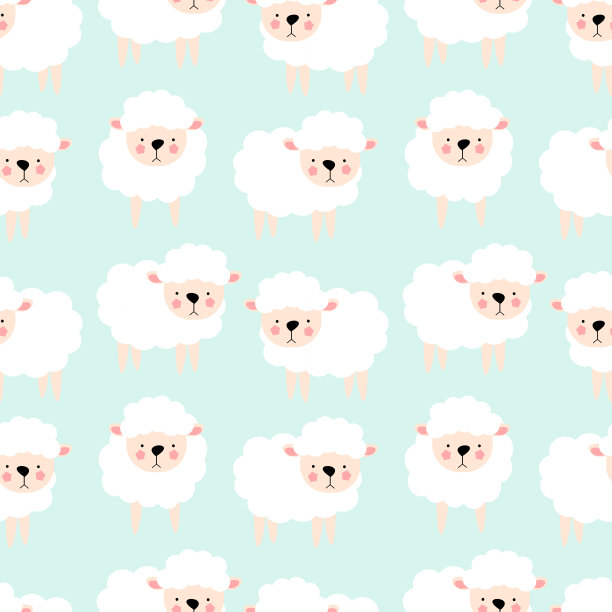 可爱的无缝背景与白羊图片下载