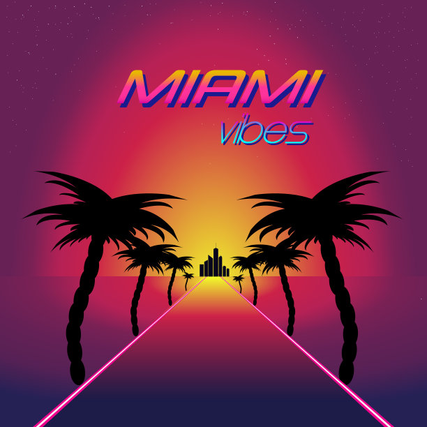 复古合成波复古设计。日落之路图片下载