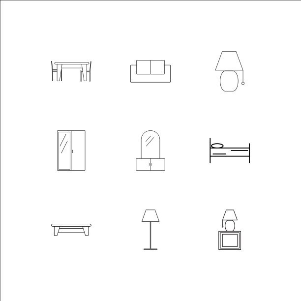 家具轮廓向量图标集图片下载