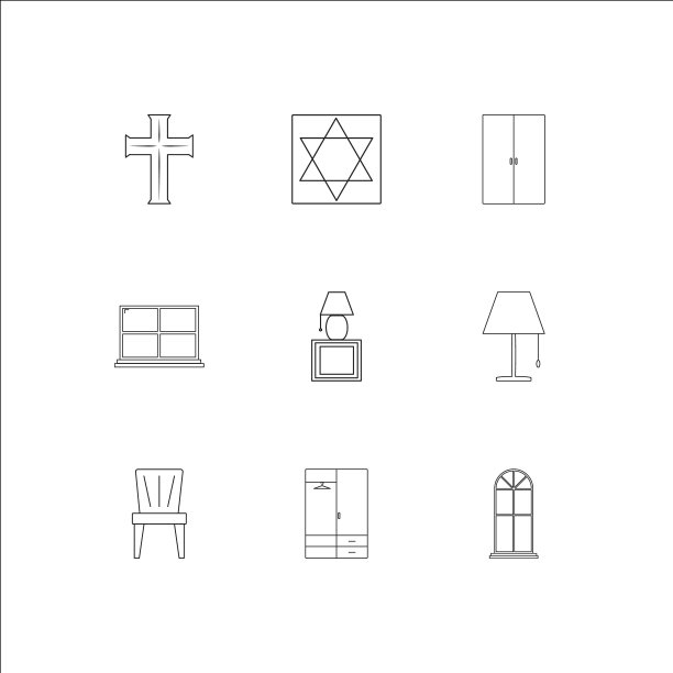 家具轮廓向量图标集图片下载