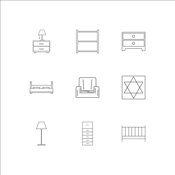 家具轮廓向量图标集图片下载