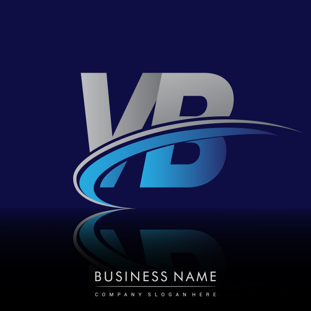 公司名称为蓝灰相间的勾形图案。图片下载