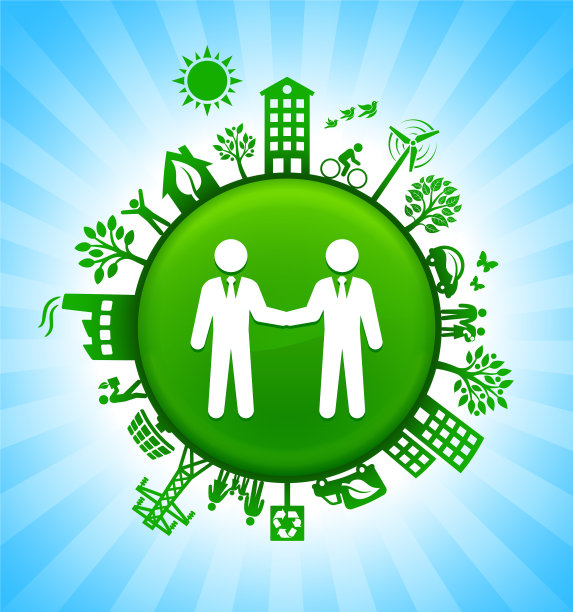 商业交易环境绿色按钮背景在蓝天图片下载