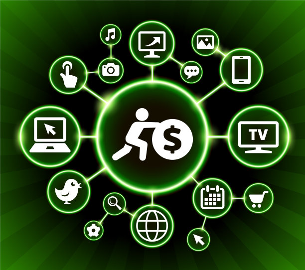 推币互联网通讯技术暗按钮背景图片下载