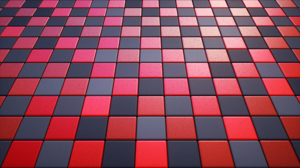 红色和黑色哑光格子地板表面水平视图图片下载