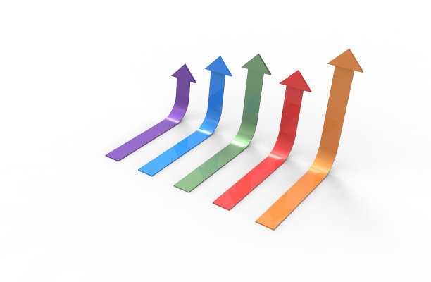 色彩斑斓的箭头。不断增长的业务概念。3 d渲染。图片下载
