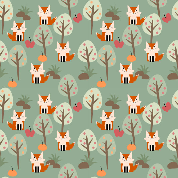 有趣的狐狸无缝模式图片下载