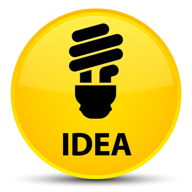 创意(灯泡图标)专用黄色圆形按钮图片下载