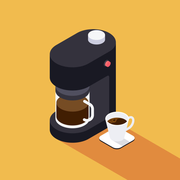 咖啡机采用咖啡杯等距观平设计图片下载
