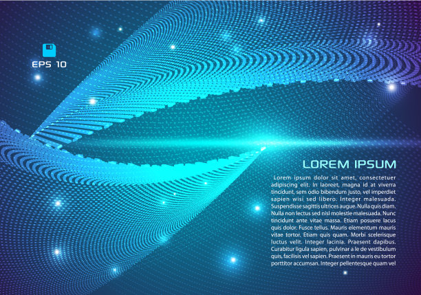 向量抽象彩色背景与虚线波在蓝色图片下载