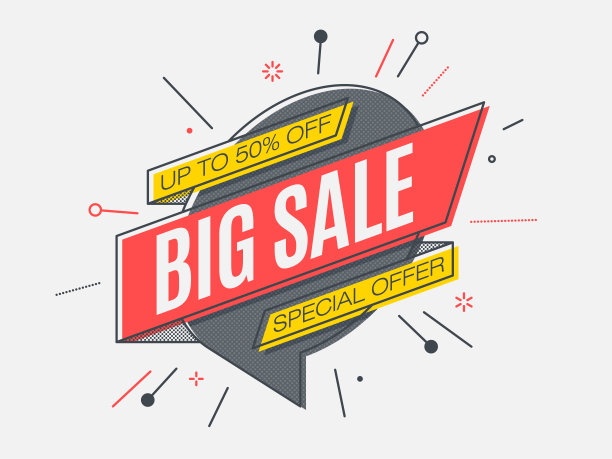 复古的未来主义的促销横幅，滚动，价格标签图片下载