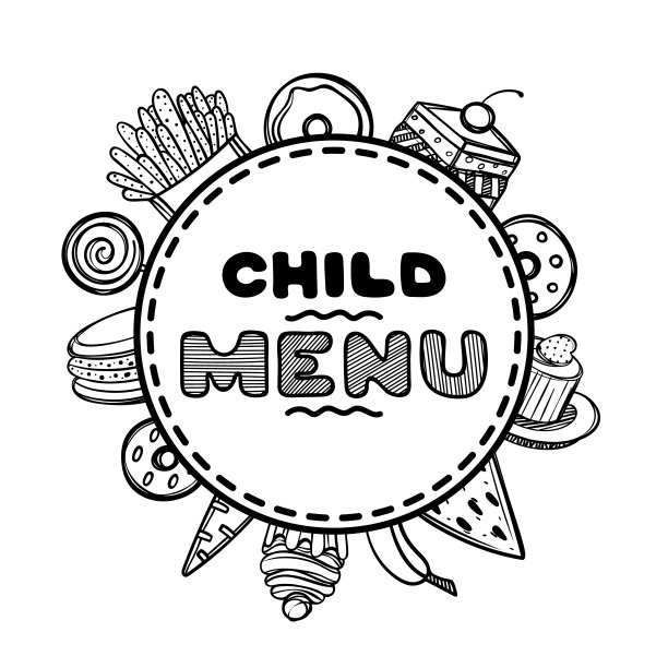 手绘菜单的咖啡馆与食物。素描的概念说明。图片下载