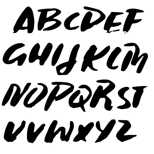 手绘干刷字体。现代刷刻字。摇滚风格的字母。矢量插图。素材图片