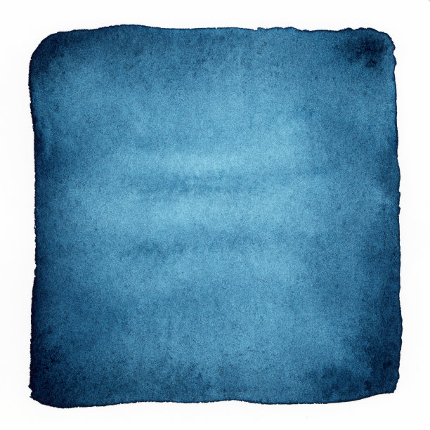 蓝色水彩方形背景在白纸上图片下载