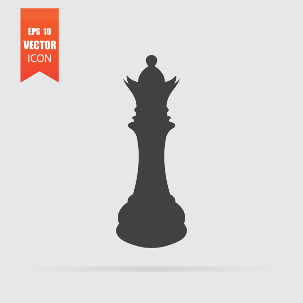 扁平风格的国际象棋皇后图标，灰色背景图片下载