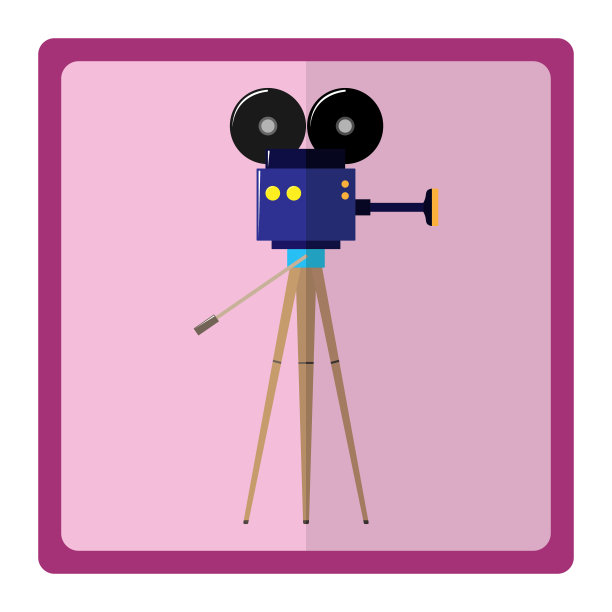 矢量可爱的图标与电影相机。图片下载